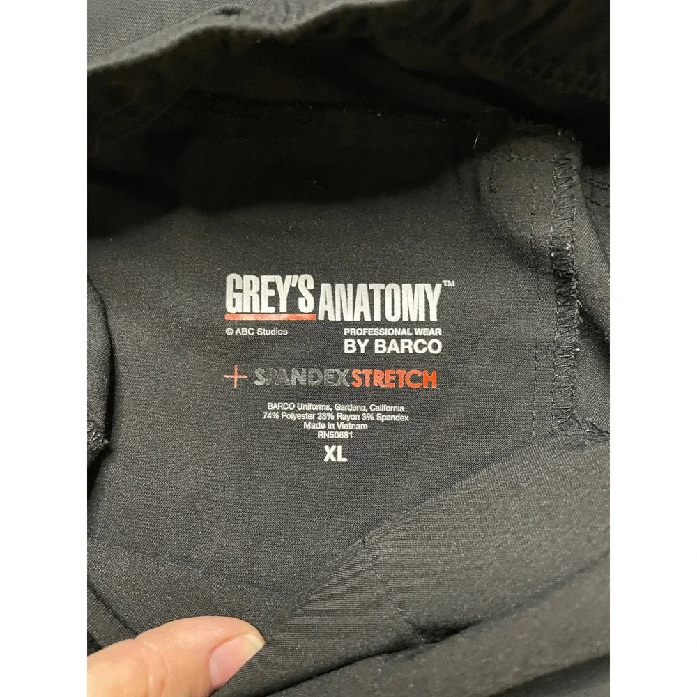 Greys Anatomy Barco Mens XL Black Spandex Stretch Scrub Pants Professional Wear